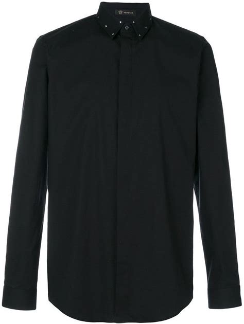 versace studded collar shirt|VERSACE Studded Collar Trend Shirt in Black .